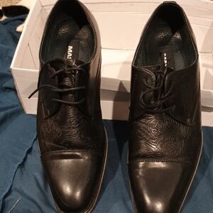 Massimo Men's Black Leather Dress Shoes